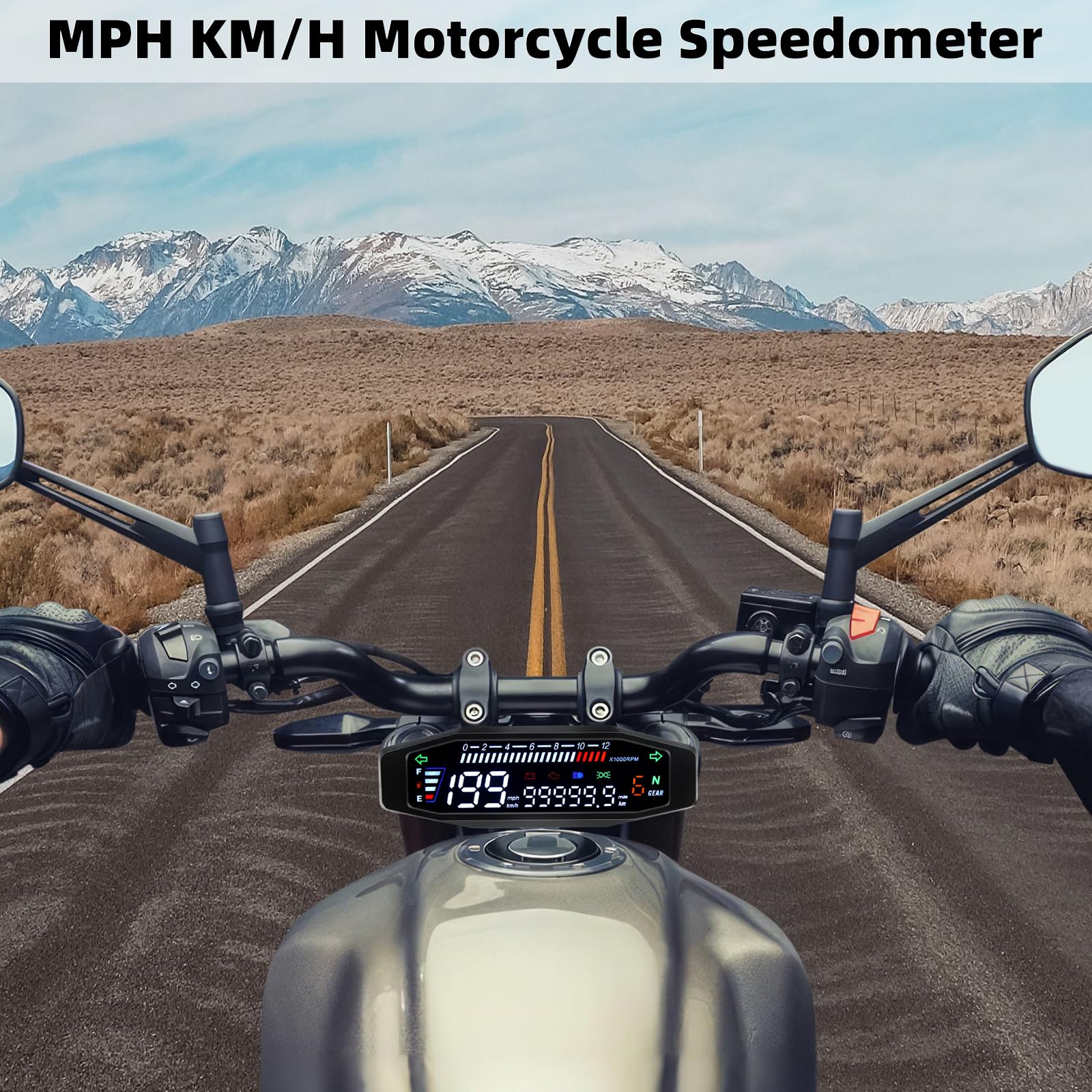 KAOLALI Tachimetro Moto Universale Aggiornato Impermeabile 12000 RPM Digital Motorcycle Tachometer Contachilometri Moto Oindicatore dell'olio Doppio Odometro
