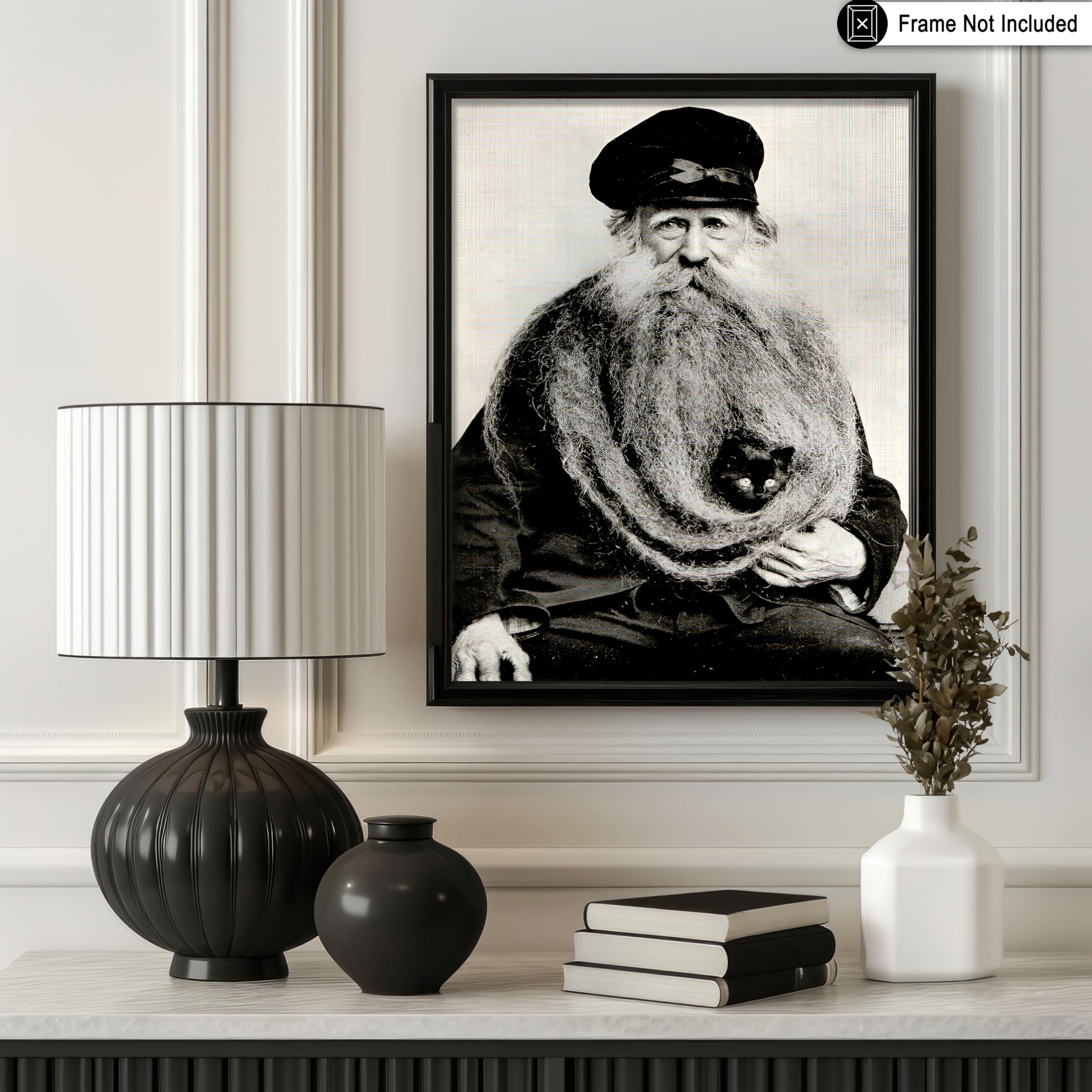 Amazon.co.jp: Poster Master ビンテージ写真ポスター - レトロポートレートプリント - 8x10 フレームなし  ウォールアート - アーティスト、友人へのギフト - 老人、子猫、ルイ・クーロンのひげを生やした猫 - 家庭、寝室の壁装飾 : ホーム＆キッチン  Poster Master ..., image size:2560x2560