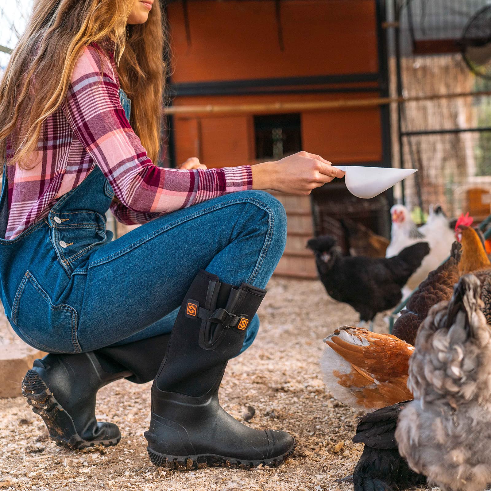 HISEAWomen's Mid Calf Rain Boots Waterproof Rubber Boot for Garden Mud  Working