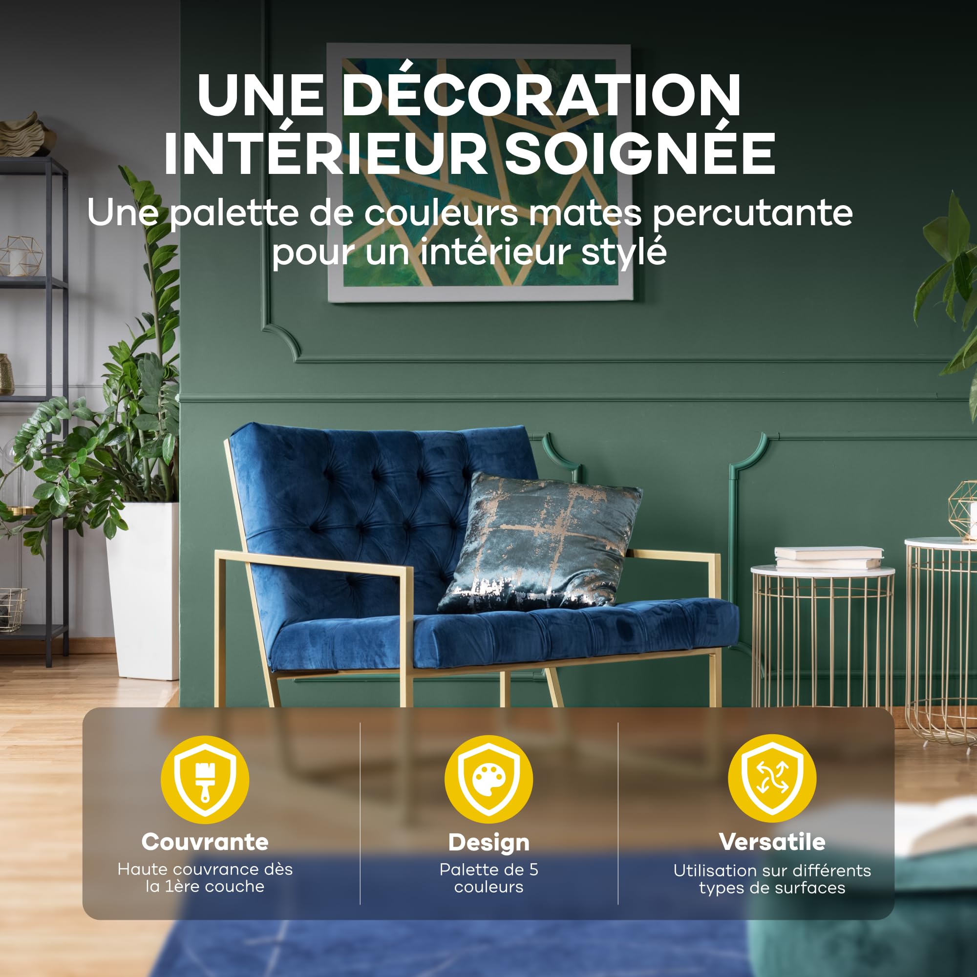 Plid® Peinture murale intérieure Blanc 5 L pour env. 30–35 m² – Couleur Design [Douce lumière] - Finition mate – Haute couvrance – Séchage rapide - Faible odeur - Décoration murs