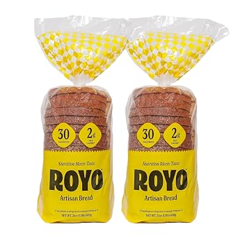 ROYO Artisan Bread 2-Pack | Low Carb | 30 Cal | 2g Net Carbs | High Fiber