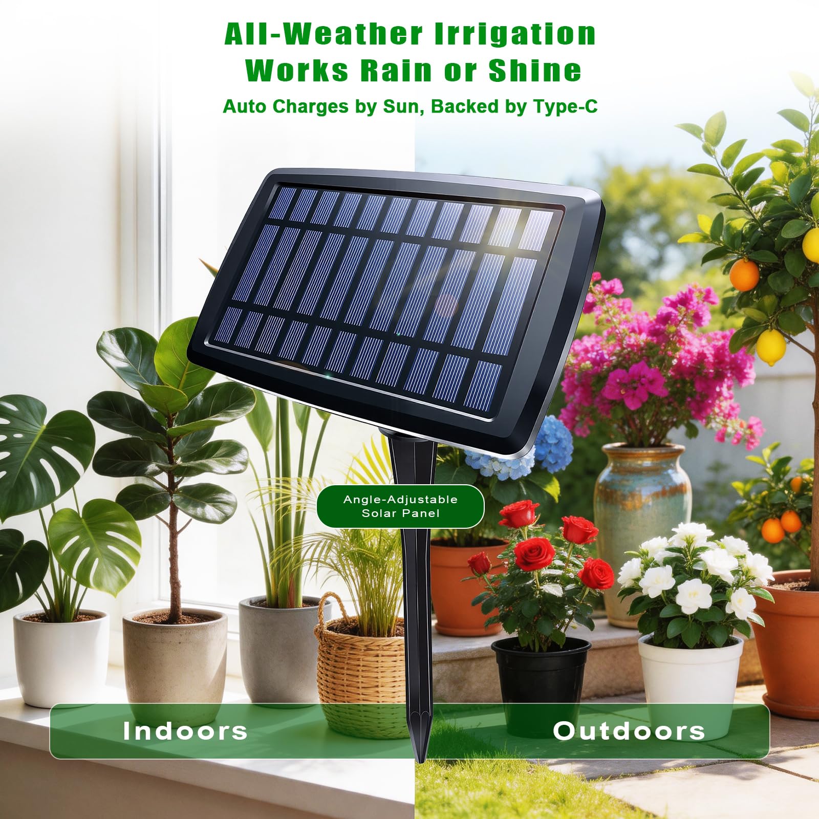 Sistema di irrigazione a goccia automatico solare, 12 impostazioni del timer, sistema di irrigazione da giardino, dispositivi di irrigazione automatica per piante, aiuole rialzate, serre, viaggi
