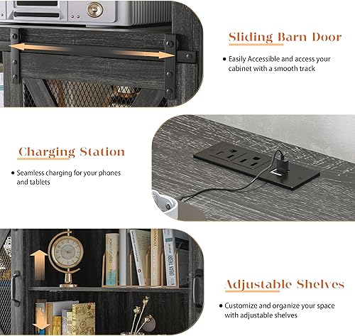 Miniatura 13 de Xilingol Soporte de TV de granja para televisores de más de 65 pulgadas, soporte de TV alto con tomas de corriente, centro de entretenimiento alto