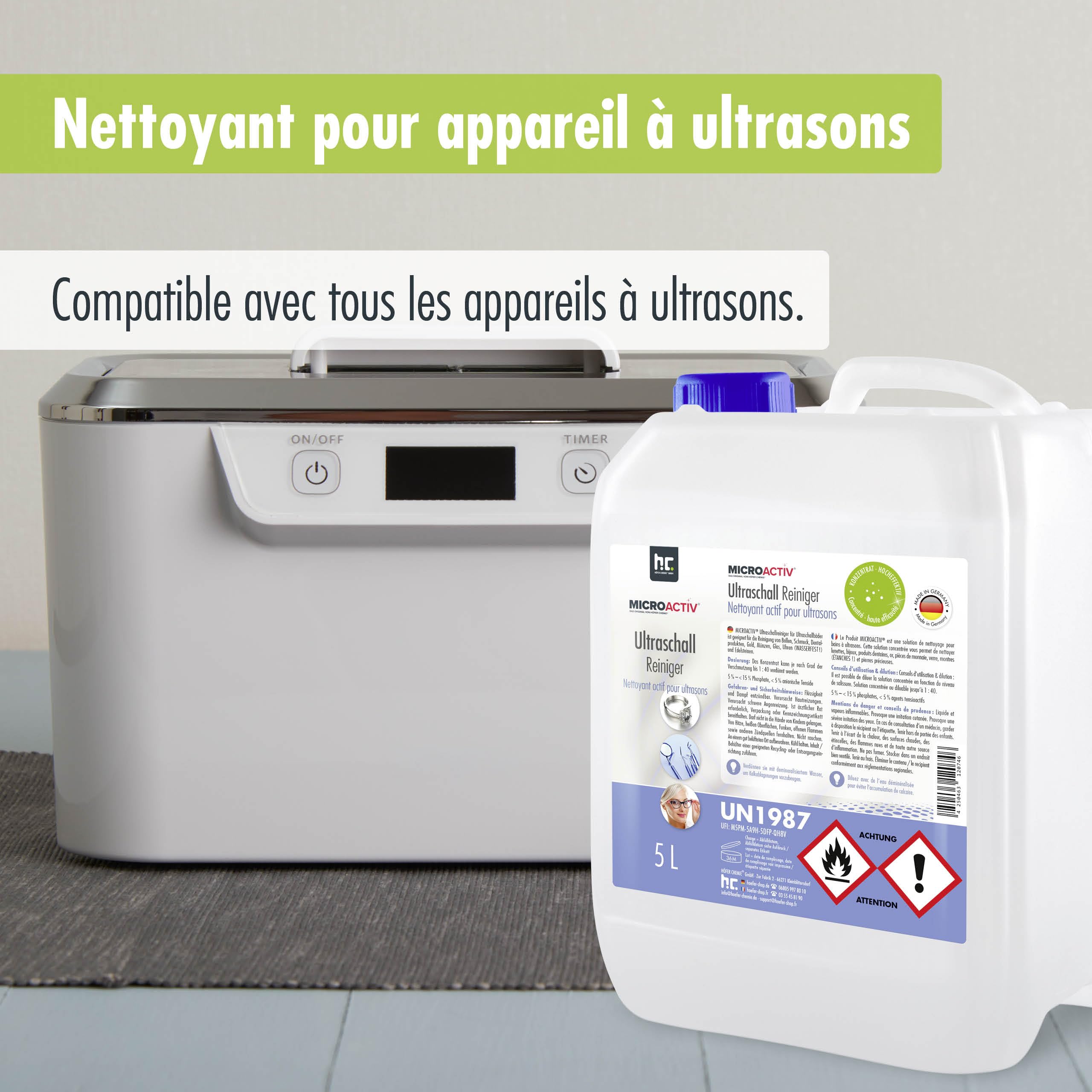 Microactiv Nettoyant Ultrason 2 x 5 L - Concentré pour Bac à Ultrasons