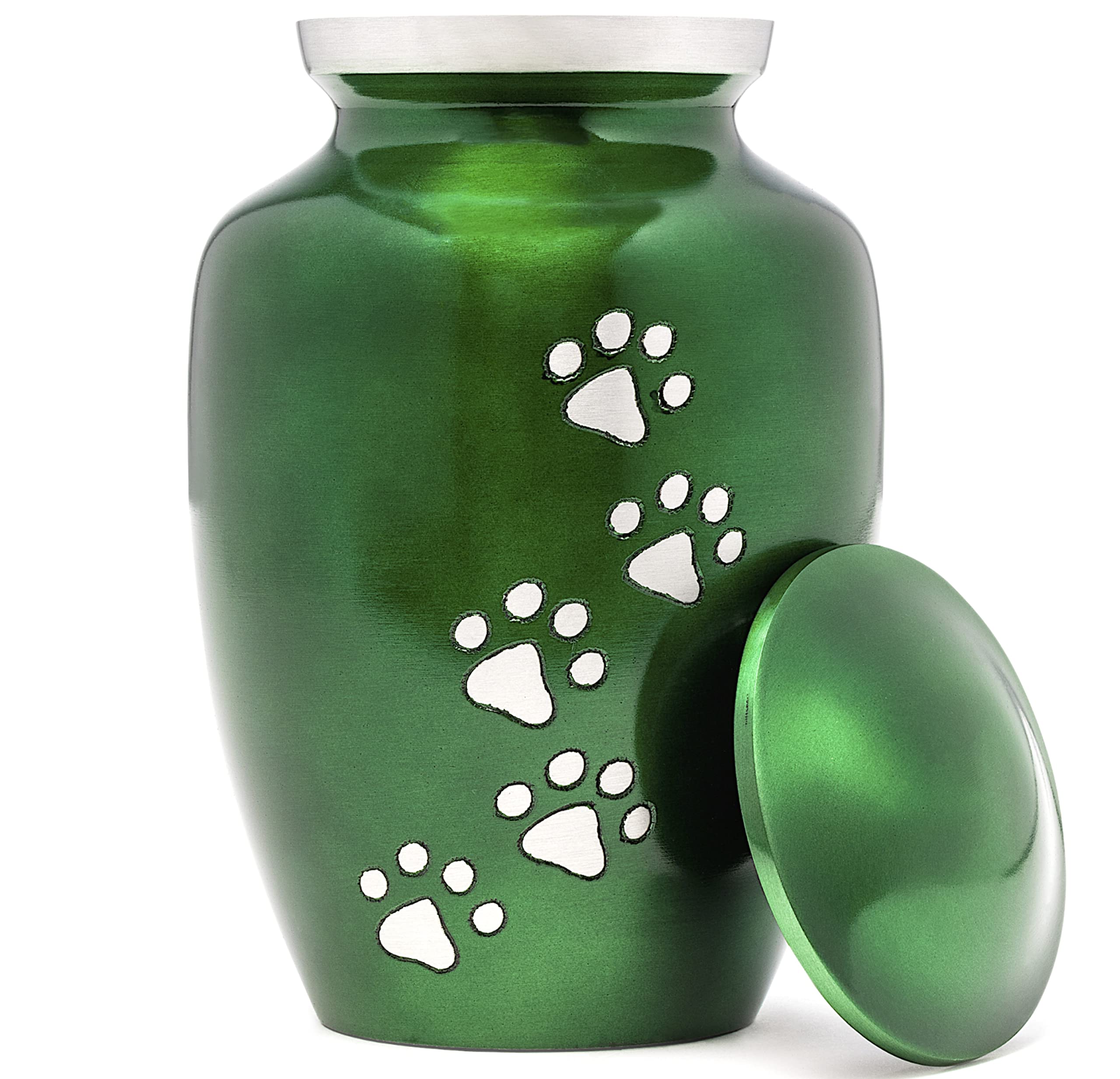 Eternal Harmony Cremation Urn for Animal Ashes | Funeral Vase Carefully Handcrafted with Elegant Finishes to Honor and Remember Your Pet | Dogs and Cats with Velvet Bag (Green, Large) — image 1