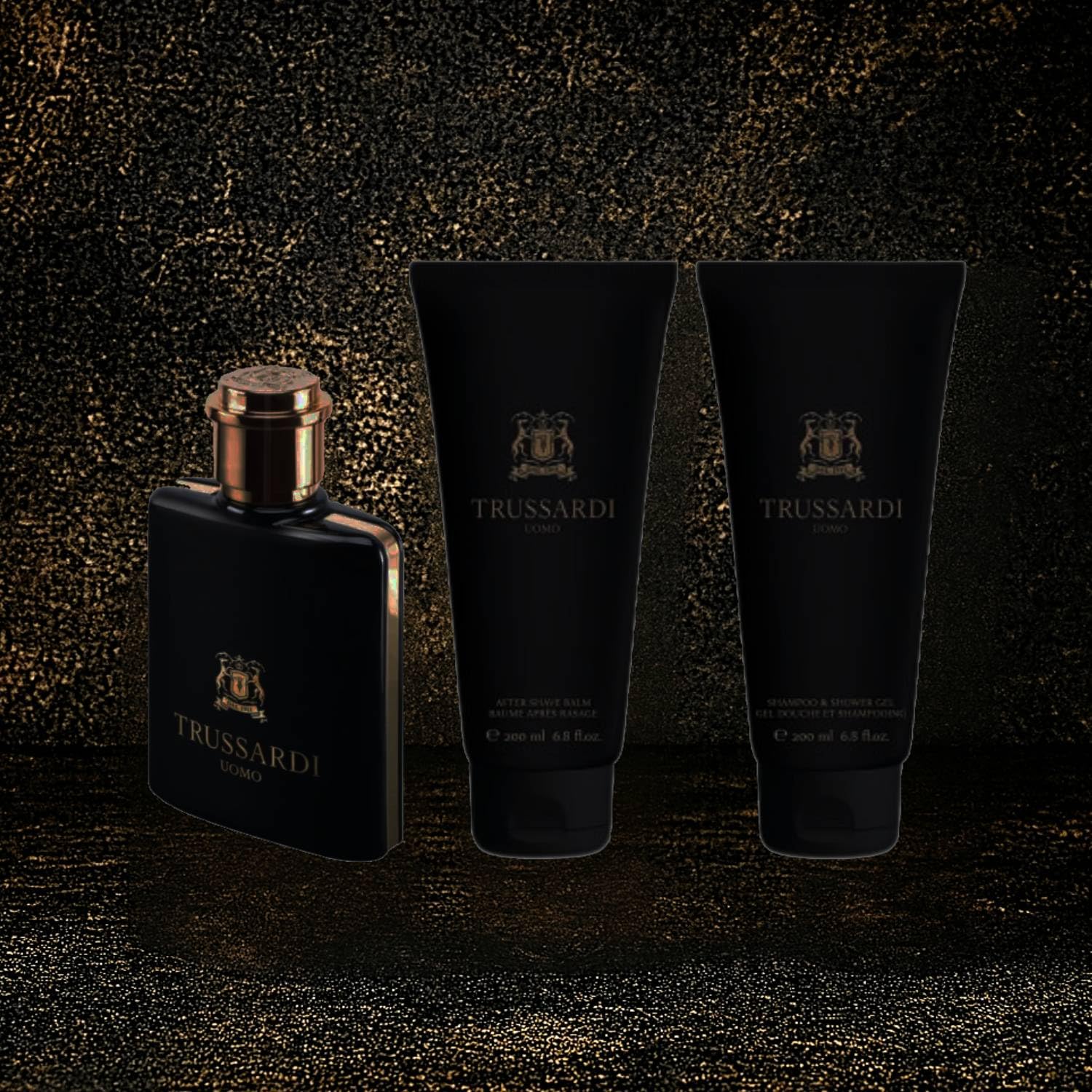 Trussardi Uomo – Confezione Regalo per Lui: Profumo Eau de Toilette 100 ml + Balsamo Dopobarba 200 ml + Gel Doccia Shampoo 200 ml