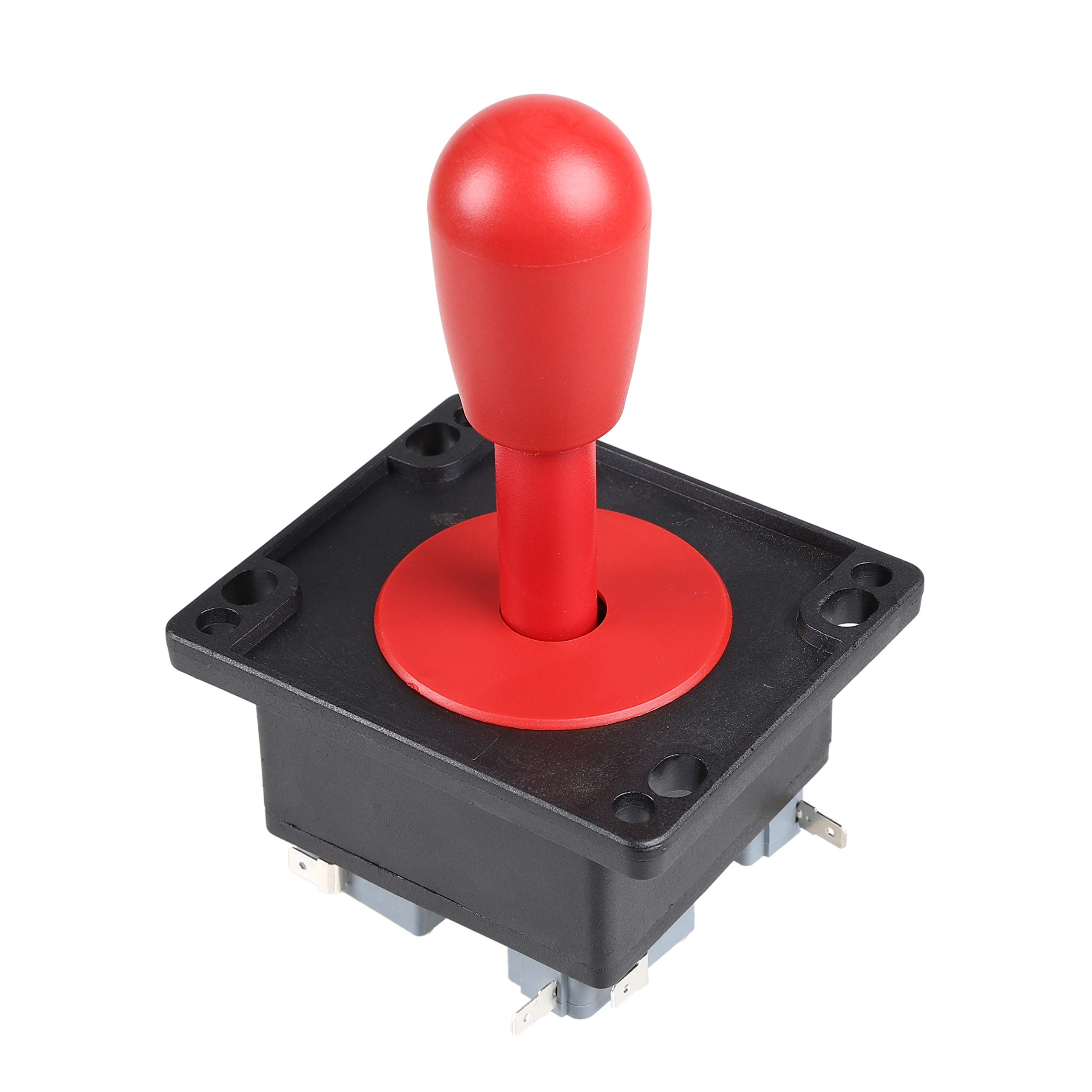 Avisiri American Style Arcade 2Pin Joystick Switchable from 8 Ways Operation, Elliptical Black Handle, Precision 187" 4.8mm Terminal for Video Games Arcade1UP Machine Parts (Red)