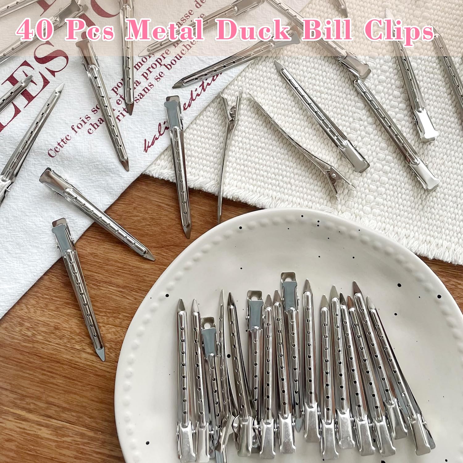 Duck Bill Hair Clips - Metal Alligator Clips for Styling -3 Duck Bill Hair Clips - Metal Alligator Clips for Styling -3
