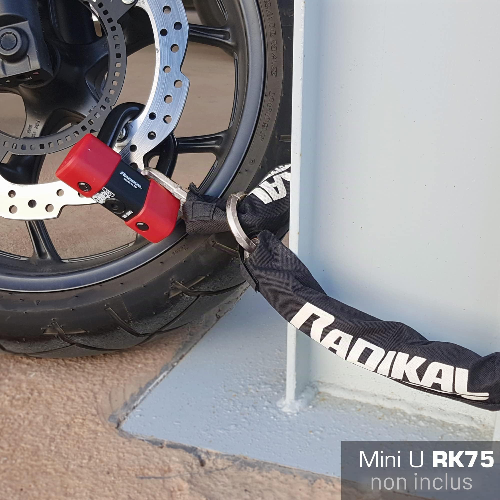 Radikal RK11120L Chaîne de Sécurité Chaîne Antivol Robuste Moto Acier Cimenté Ø 11 Hexagonal, boucle 120 cm