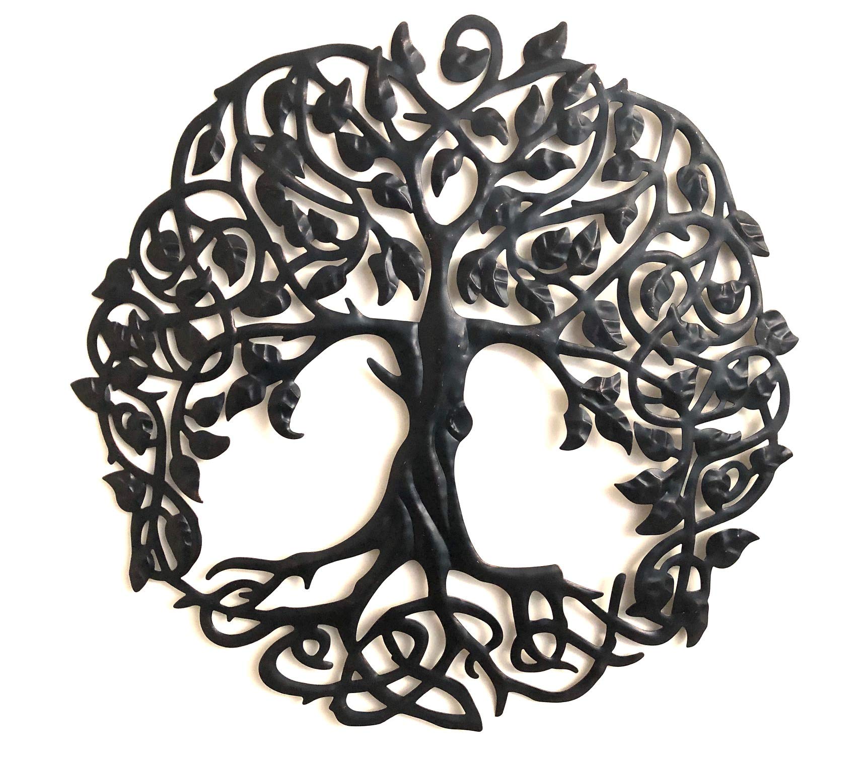 Placa decorativa de metal para pared, diseño de árbol de la vida, hierro para interiores y exteriores, jardín, 59 cm o 23 pulgadas