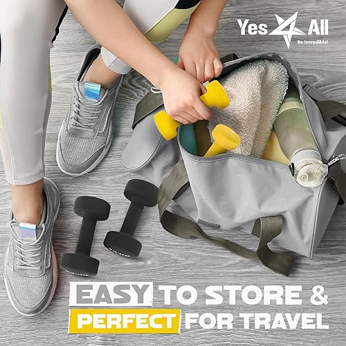 Miniatura 8 de Yes4All Neoprene Coated Dumbbell Hand Weight Sets of 2 - Multiple Weight Options with 15 Colors, Anti-roll, Anti-Slip, Hexagon Shape