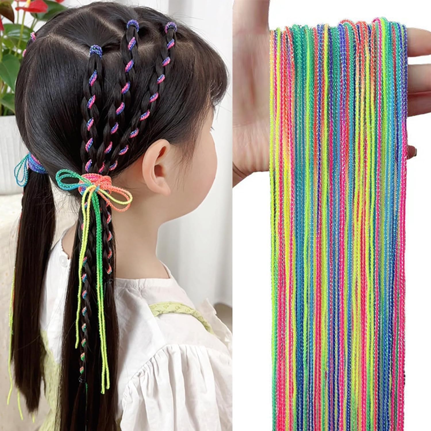 DORMITORRY Colorful Boho Hair Strings For Braids Gradient Color Hair Rope Band Hair Wrap String Hair Ribbons Rainbow Braiding Tie for Women Girls Accessories Elastics,(18 Pcs Multicolor)-image-5