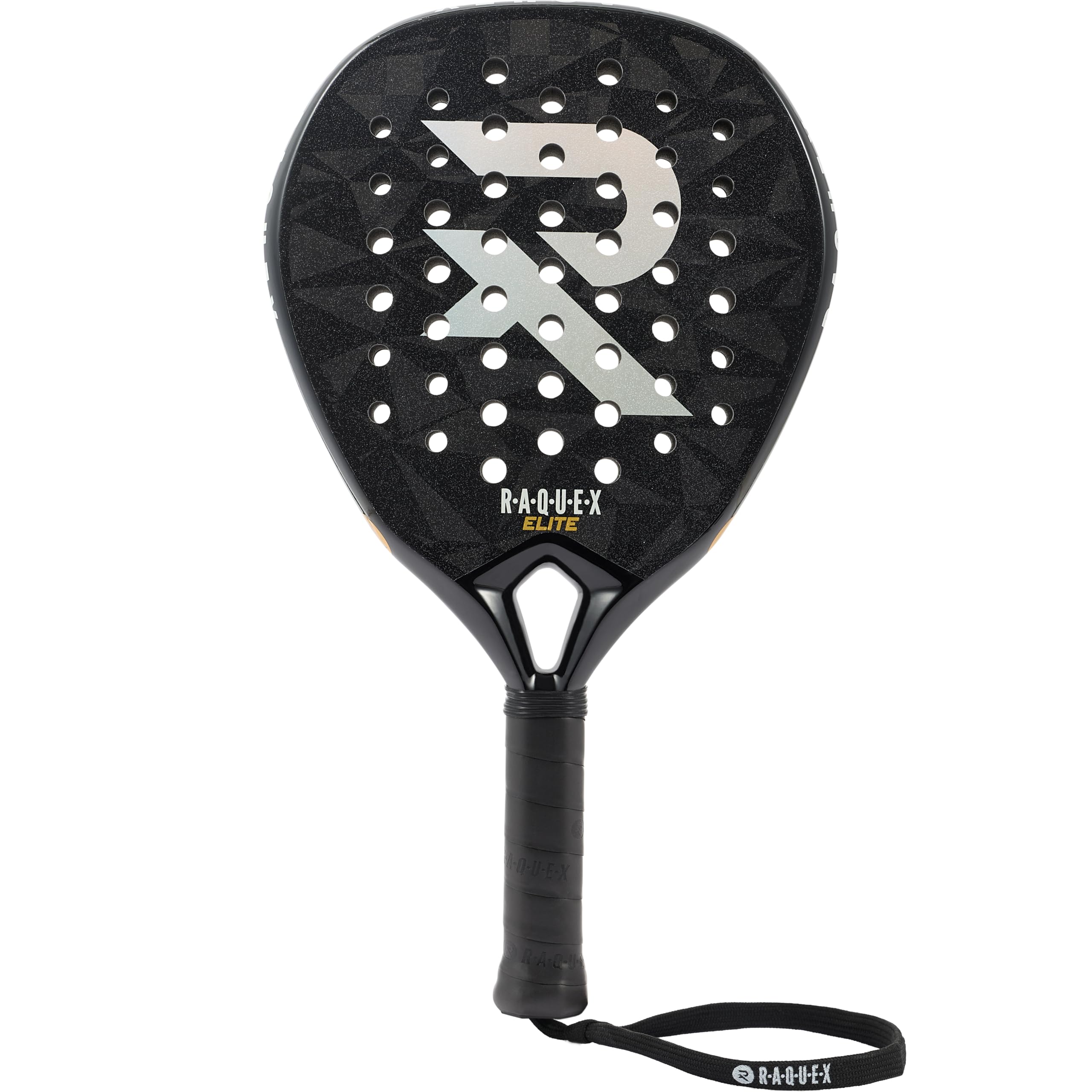 Raquex Elite Padel Racket – Advanced Racquet - 18K Carbon Frame, Reactive ImpactCore Eva 15 Foam, Diamond Shape, Twin-Tube System for Durability + Wrist Strap
