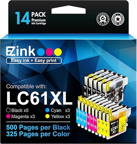 E-Z Ink (TM - Cartuchos de tinta compatibles de repuesto para Brother LC61 LC65 LC-61 LC61BK LC61C LC61M LC61Y para usar con MFC-490CW MFC-495CW