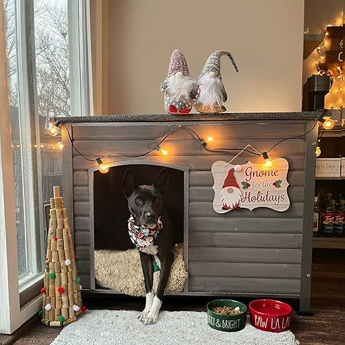 GUTINNEEN Chew Proof Dog House with Metal Iron Frame Outdoor Dog Kennel for Small Medium Large Indoor Dog Cage (43.3" L,Grey Color)