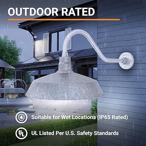 Miniatura 2 de 17 pulgadas. RLM Warehouse - Pantalla con brazo de cuello de cisne y bombilla Led A19 5000K de 9W