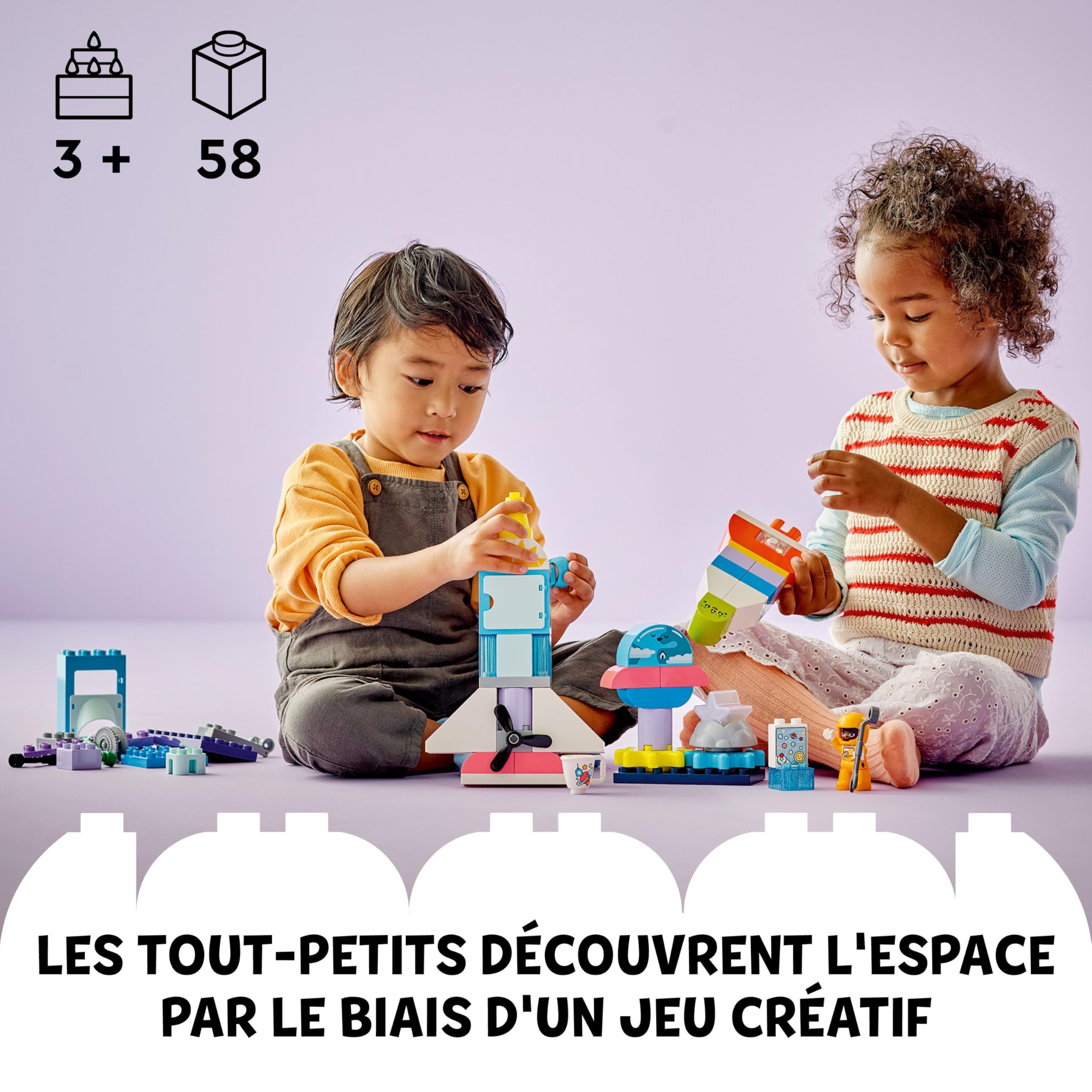LEGO Duplo L'Aventure en Navette Spatiale 3-en-1, Jouet de Construction de Fusée, Jeu Éducatif et Scientifique pour Enfants Dès 3 Ans, Développement de la Motricité Fine 10422