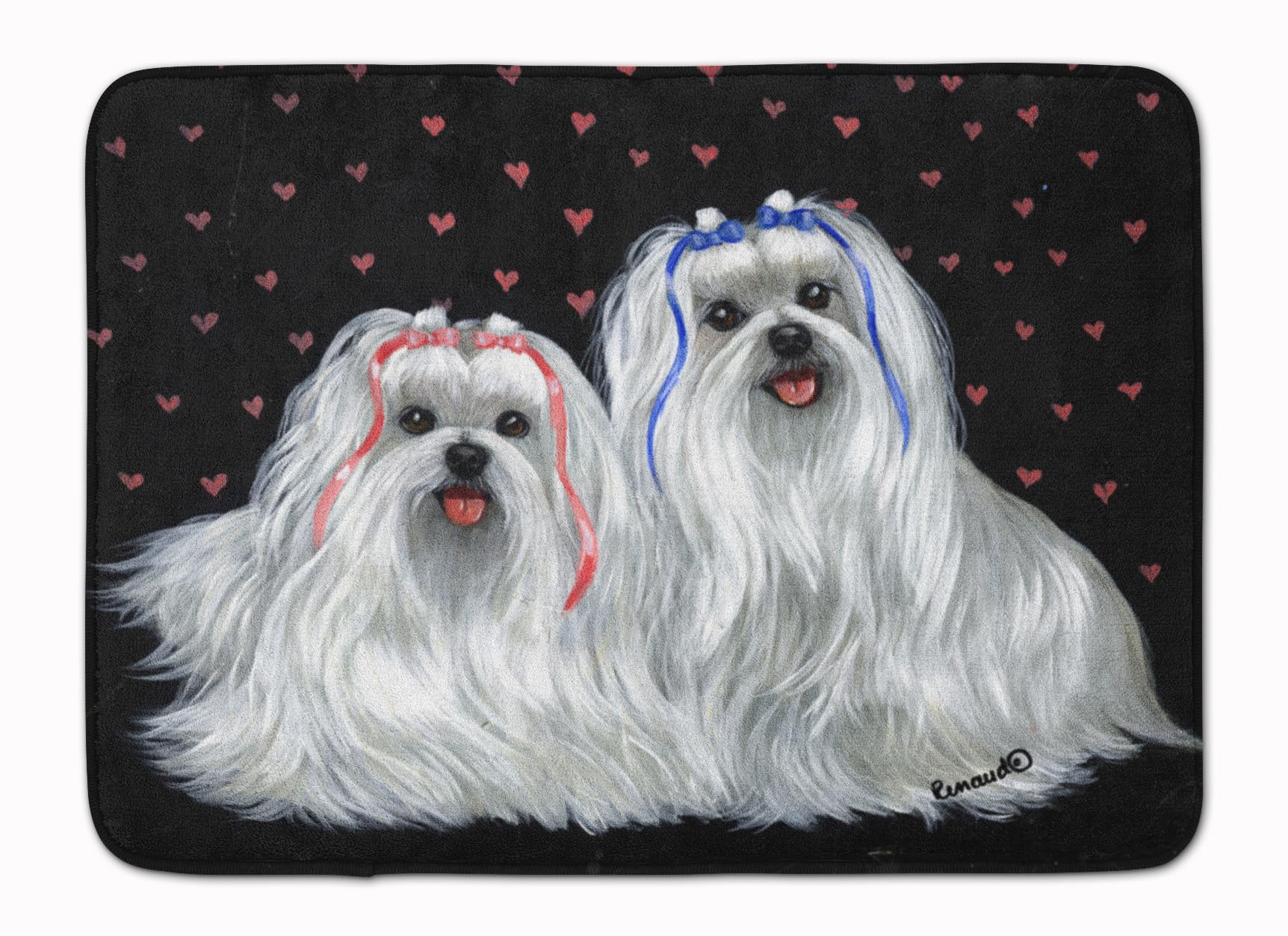 Caroline's Treasures Maltese Sweethearts Memory-Foam-Matte, maschinenwaschbar Fußmatten, Schaum, Mehrfarbig, 19 X 27