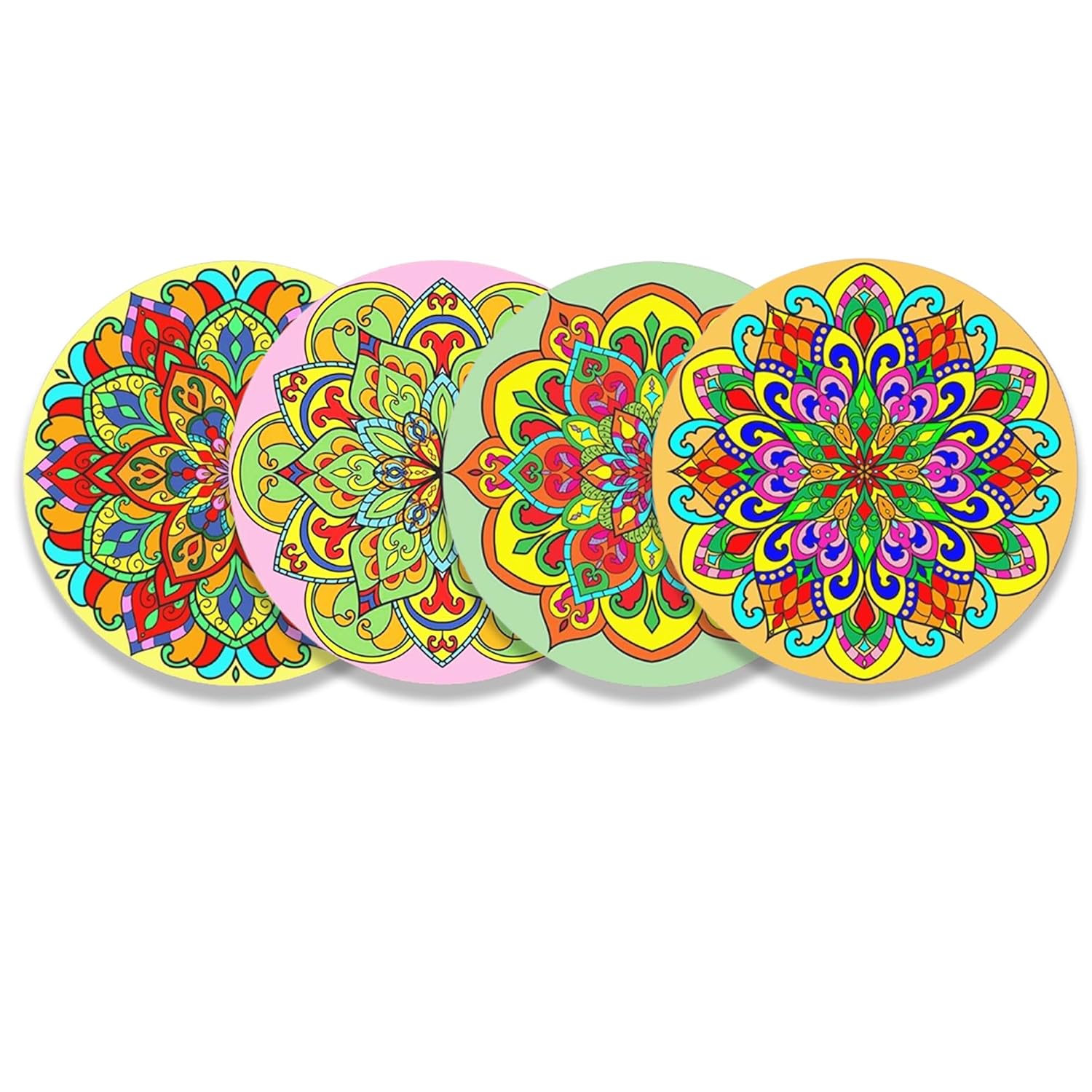 Clawcrafts Set of 4 Mandala Design Coasters, Coasters for Dining Table