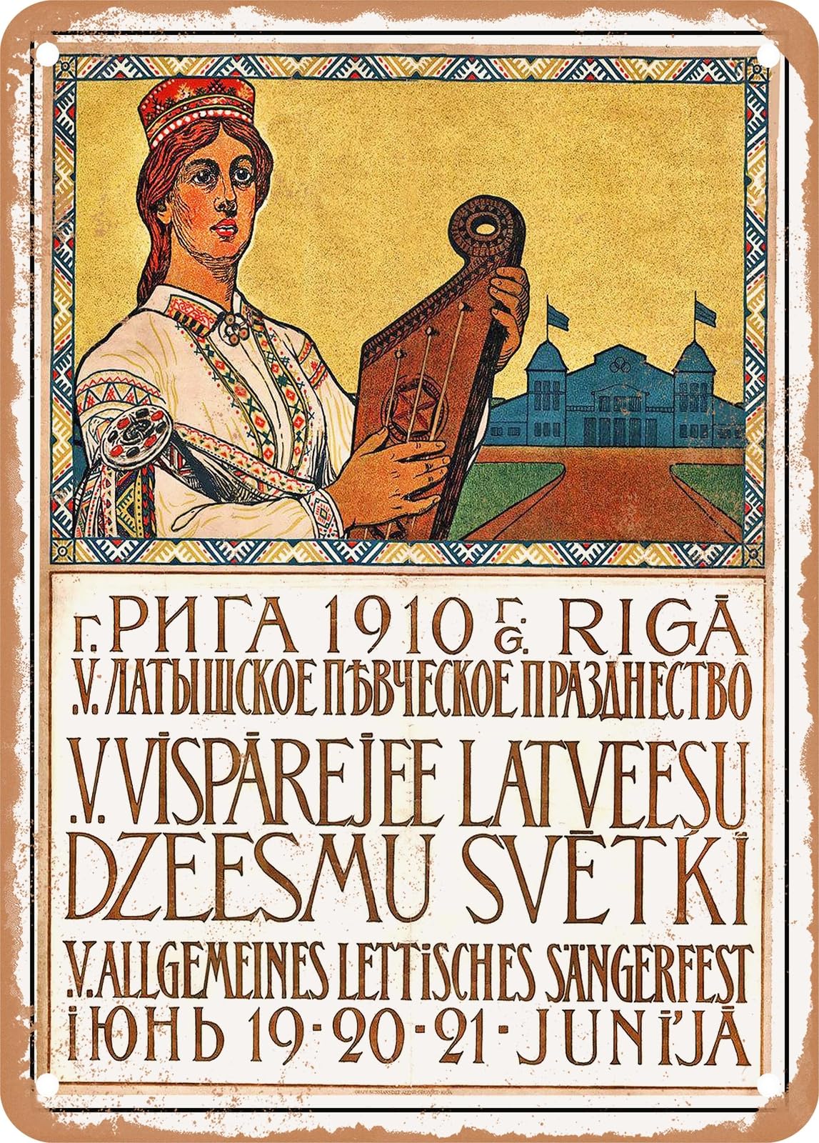 METAL SIGN - 1910 The General Latvees Poetry Festival Riga Vintage Ad home decor