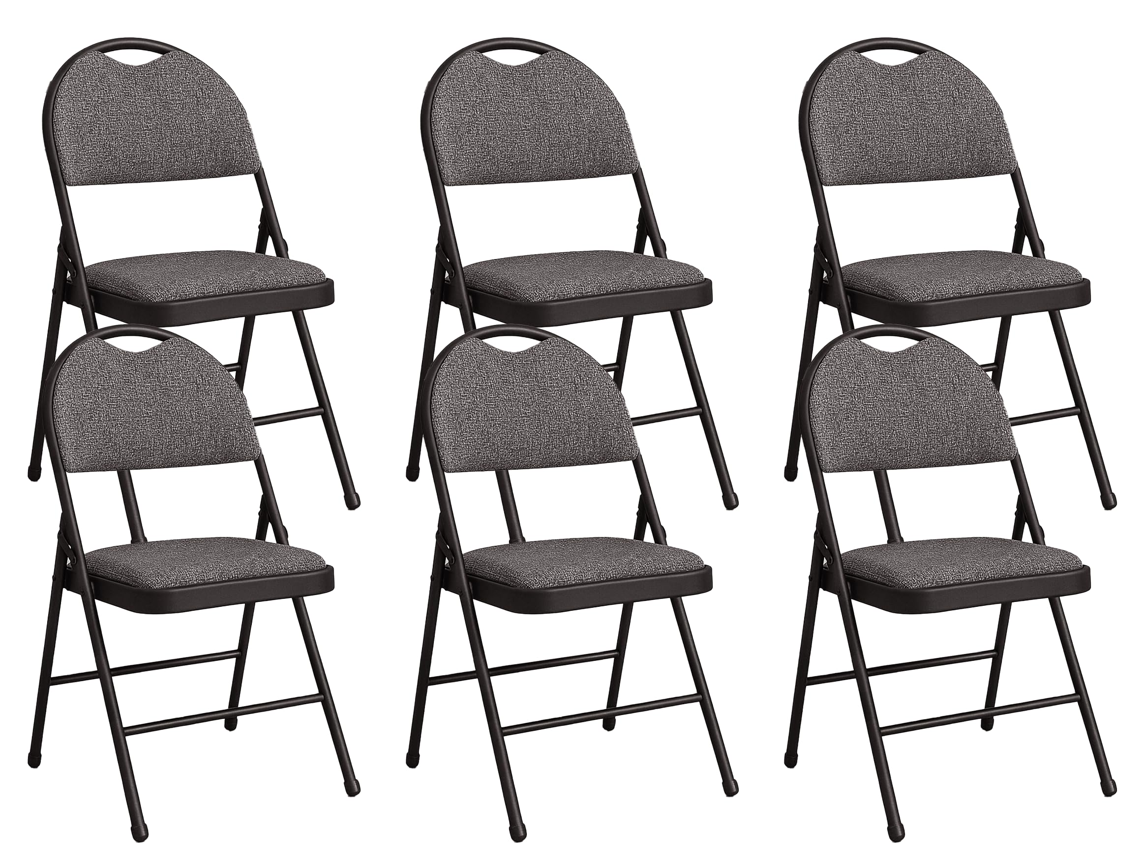 Meta Heavy Duty Folding Chair with Padded Fabric Seat & Backrest – Steel Frame, Comfortable Office, Dining, Study & Party Chair, Supports Heavyweight Persons (6, Grey)