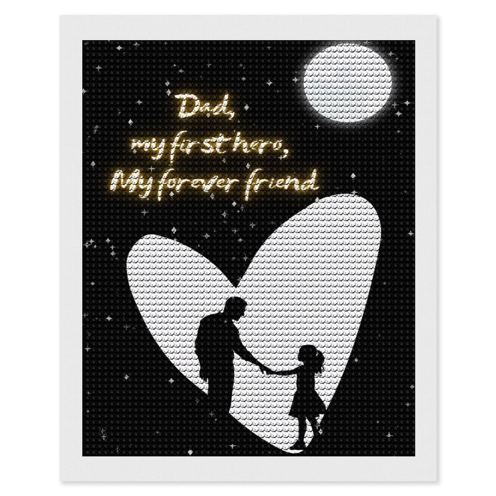 Junmoney Hero Dad Starry Sky DIY Diamond Art Canvas Kit 16"x20", for Teens, Finish and Display, Holiday Gift Idea, Vintage Style Decor