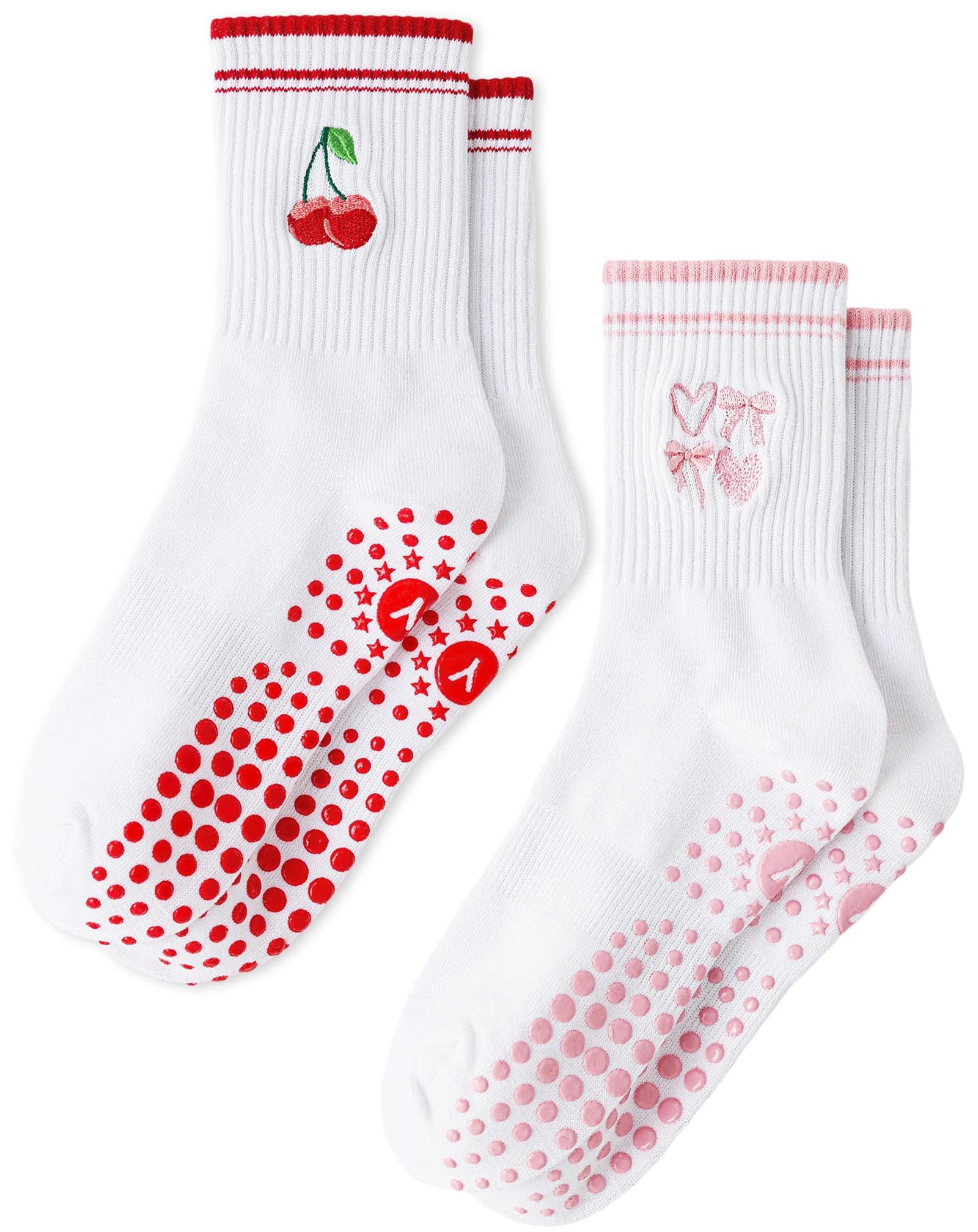 Yawlsow Pilates Stoppersocken für Damen Rutschfeste Yoga Grip Socken | mit Noppen niedlich und bequem für Reformer Ballett Barre Tanz Trampolin Krankenhaus Fitness Zuhause Atmungsaktiv