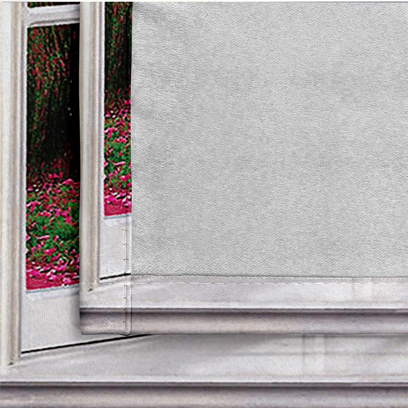 Zasłona okienna zaciemniająca, białe różowe zasłony okienne poliester kwiaty wiśni 2 panele 428 x 214 cm