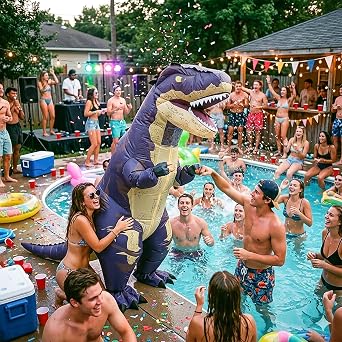 MXoSUM Blow up Dinosaur Costume Adult Inflatable Dinosaur Costume Suit Funny T- rex Costume Outfit Halloween Party Dino Suit
