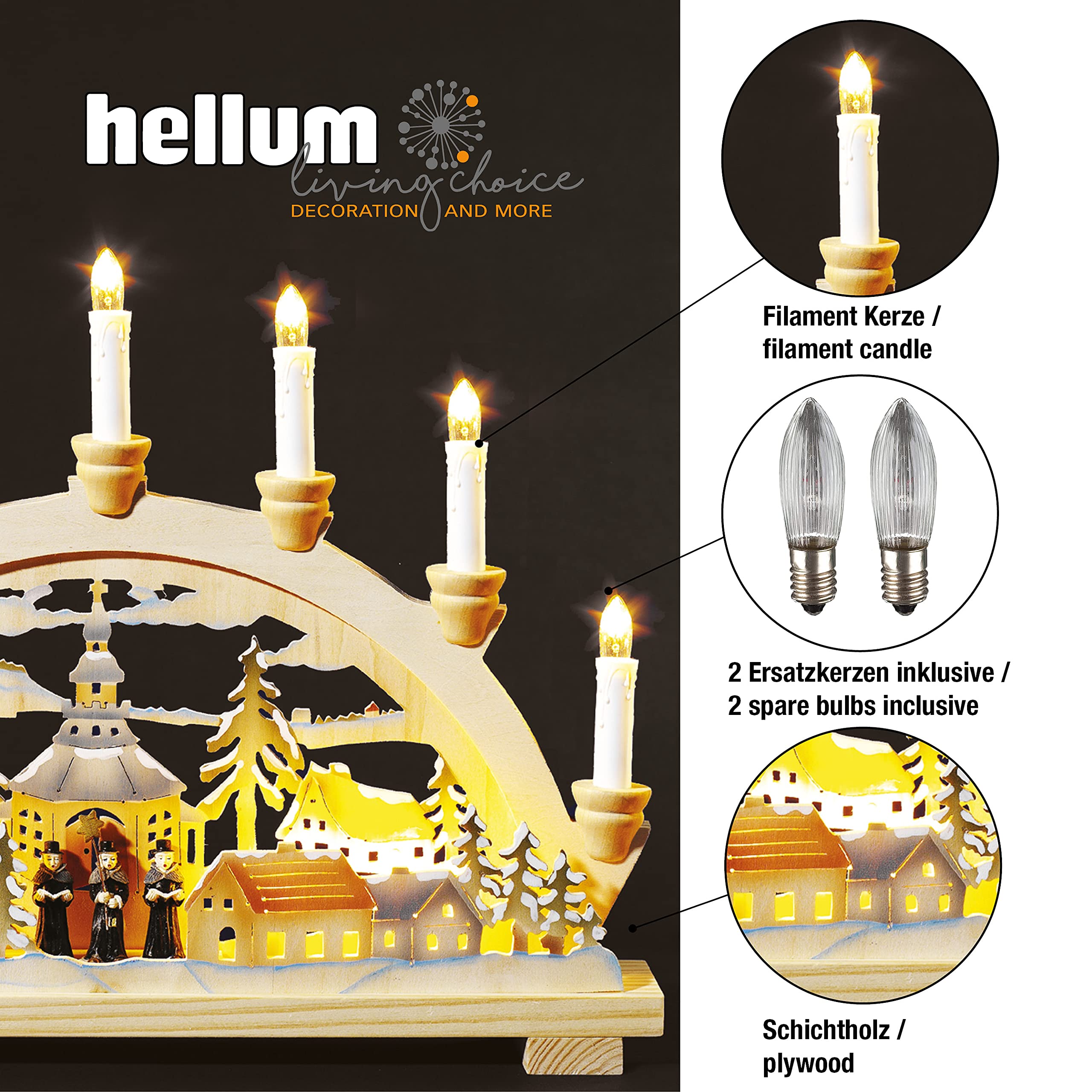 Hellum 875515 A do D, ?a?cuch ?wietlny, szk?o, 5 W, A55, bia?y, 10 x 16 x 6 cm