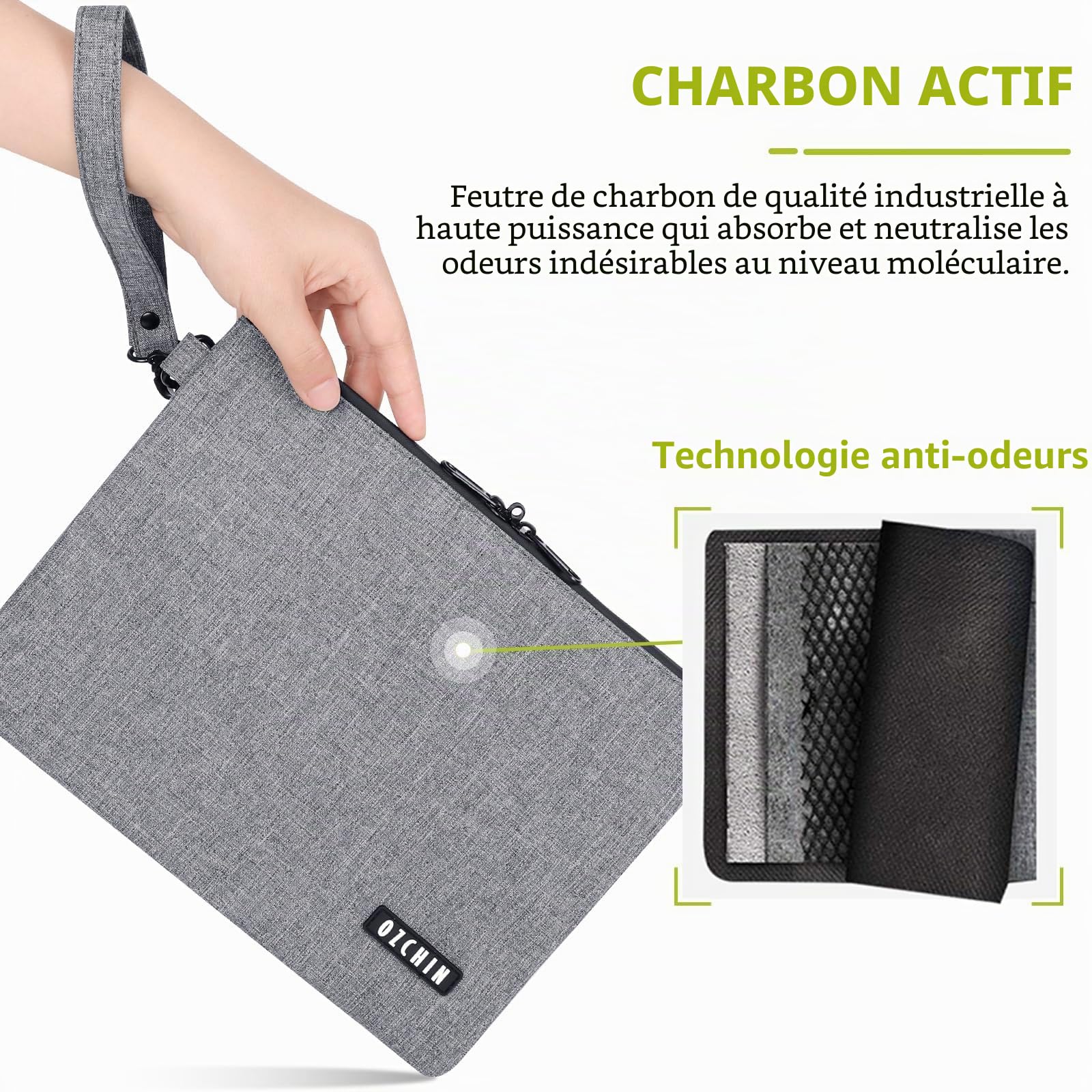 OZCHIN Sac Anti-odeurs avec Serrure à Combinaison, Doublure en Carbone, certificats, médicaments, boîte de Rangement de Voyage, Cadeau de Noël pour Homme et Femme