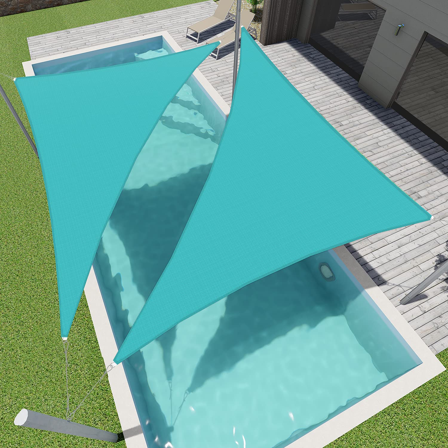 SunnyRoyal Sun Shade Sai 12'x12'x17' Right Triangle Canopy Awning Fabric Cloth Screen Heavy Duty Commercial Grade for Outdoor Patio Carport (Turquoise)