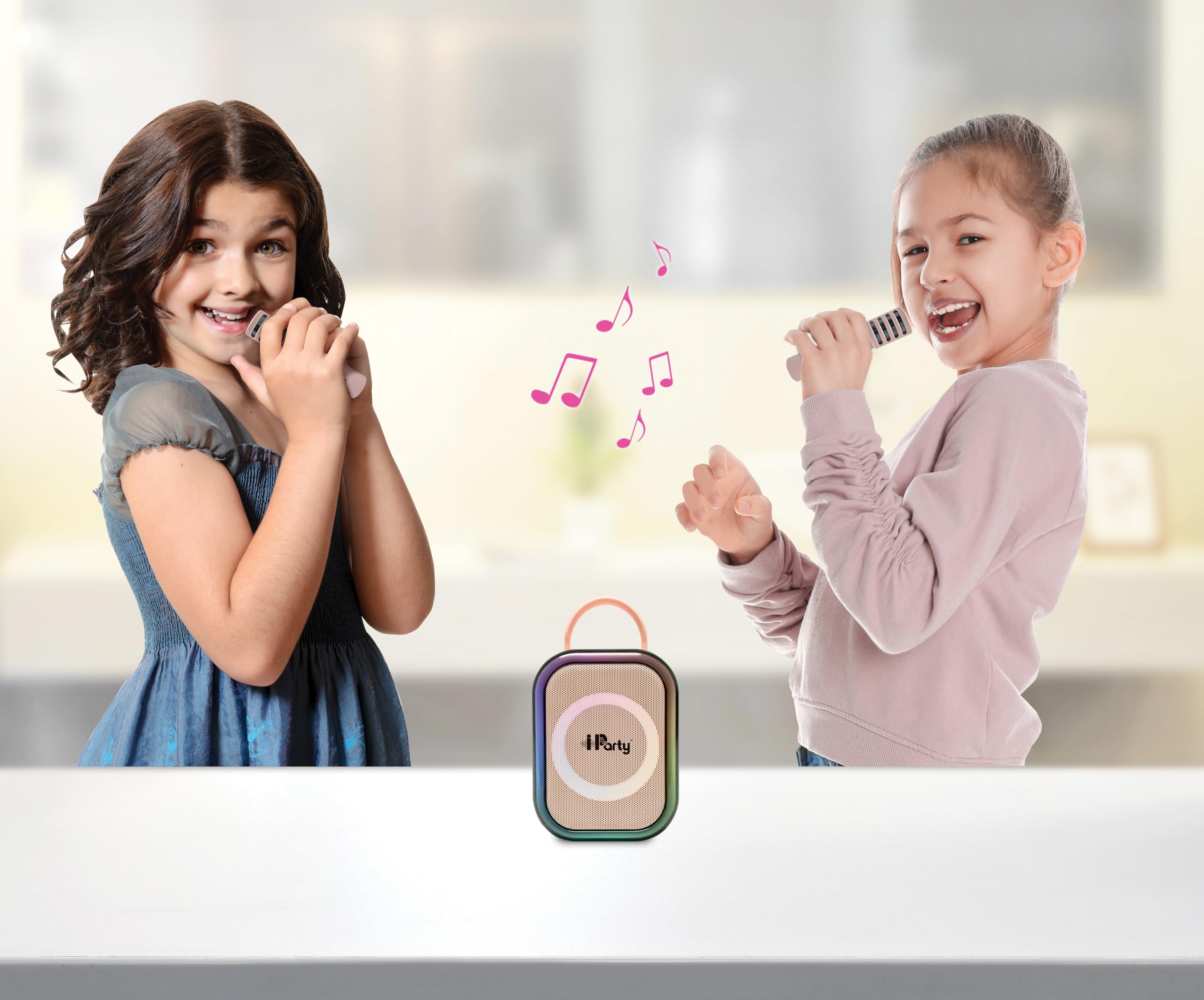 Lexibook, Altavoz Karaoke Inalámbrico, BTC030PK | 2 micrófonos inalámbricos, batería recargable, diseño portátil, rosa