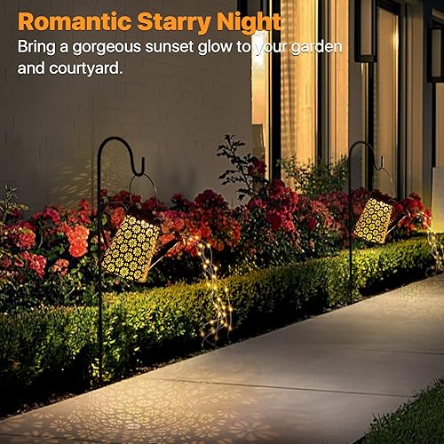 Miniatura 9 de Regadera solar para exteriores con luces, decoración de jardín, grandes faroles solares colgantes, impermeables, LED, decorativas, retro, de metal,