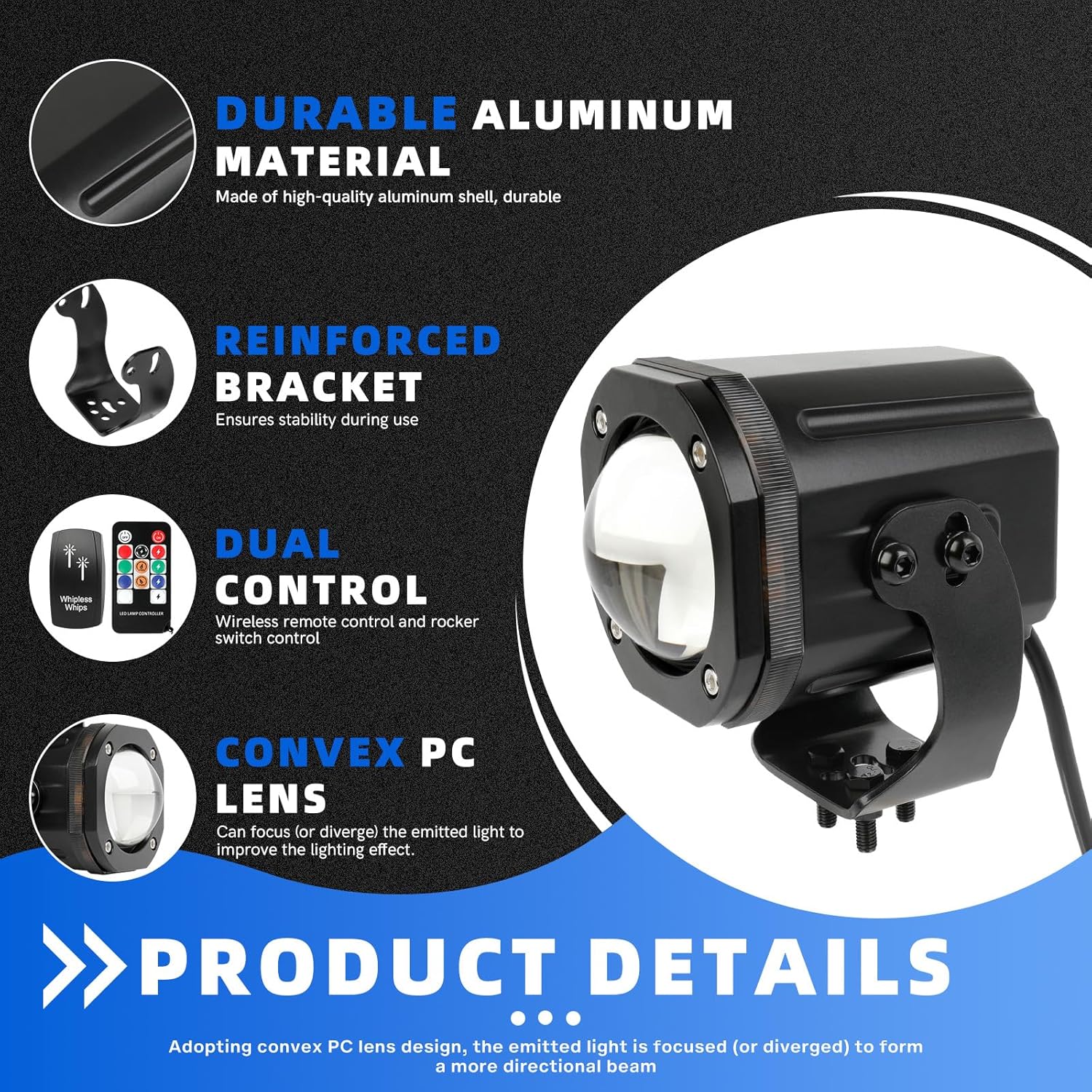 Whipless Led Whip Lights,Spot Beam Pod with Turn Signal Light RGBW Whip Lights for Side by Side with Switch & Remote Chase Light Antenna Whipless Whip for ATV UTV Can am Polaris RZR SXS Golf Cart Jeep