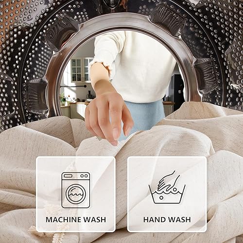 Miniatura 8 de MYSKY HOME Mantel rectangular de 60 x 120 pulgadas, resistente con borlas de algodón y aspecto de lino, mantel de granja, sin arrugas, con borlas