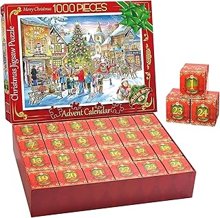 Advent Calendar 2023 Christmas Jigsaw Puzzles,24Days Puzzle Countdown Calendar Christmas Decorations Advent Calendar Gift for Adults Kids