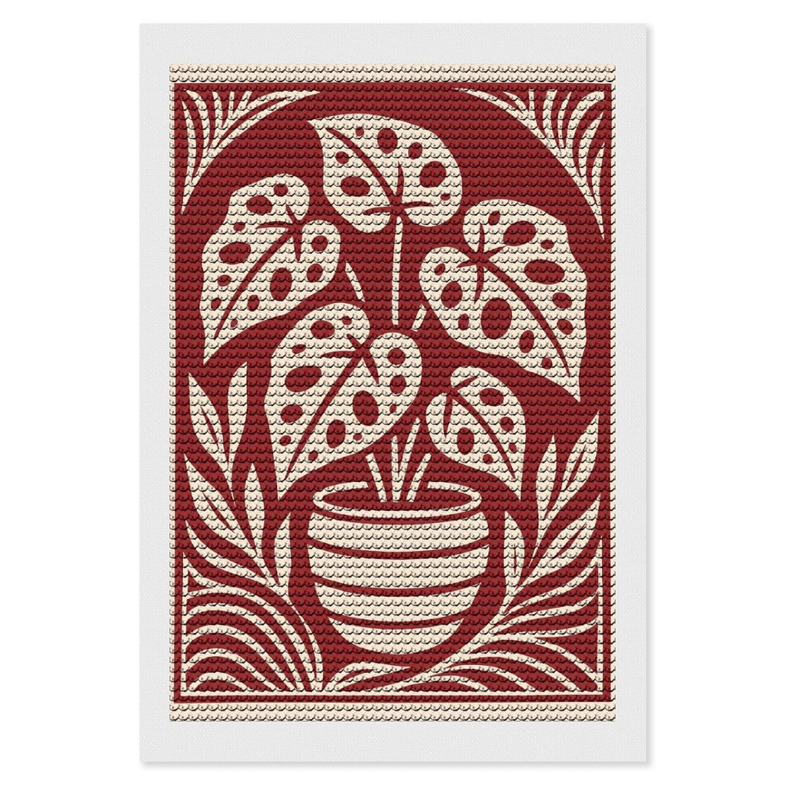 Junmoney Monstera Plant in Pot Illustration Diamond Art Kit 8"x12", Gift Idea, for Family Craft Time, Mindful Craft Activity, Boho Decor, Relaxing DIY Hobby