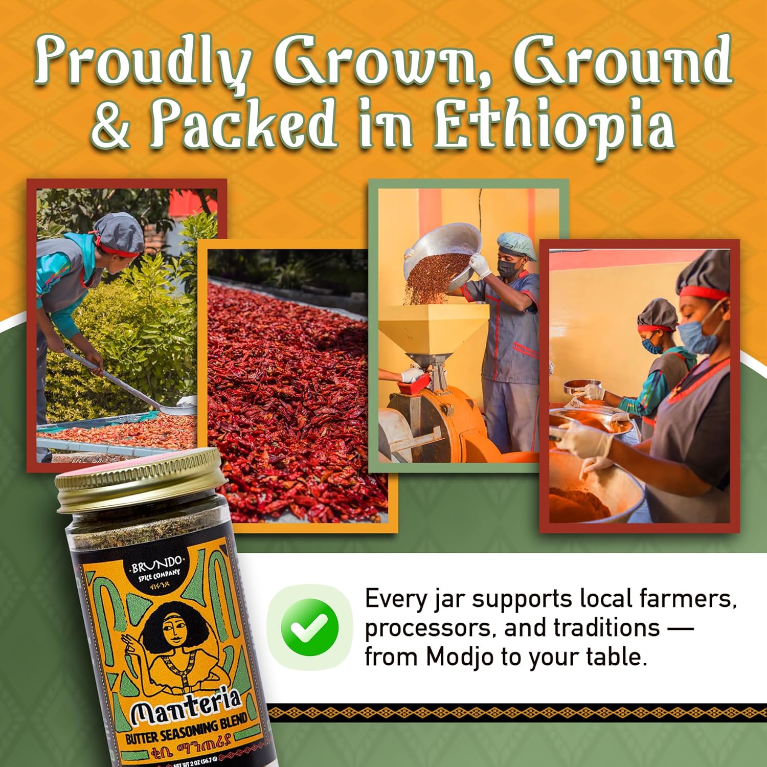 Brundo Spice Company Kibbeh Manteria | Ethiopian Spiced Butter Seasoning | Made & Imported from Ethiopia | Non-GMO & Organic | Essential for Niter Kibbeh (Ethiopian Ghee) | 1oz - Image 9