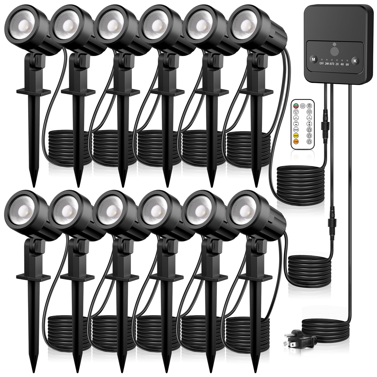 Photo 1 of **FACTORY SEALED** SOROP LED Landscape Lighting Kit Landscaping Lights with Remote Control Dimmable IP66 Waterproof 2700-6500K Spot Lights for Outdoor Garden Lawn Patio Yard with US Plug 12 Pack