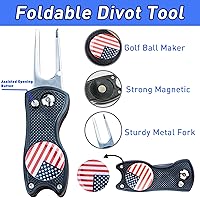 Vista 4 de Cepillo de palo de golf y toallas de golf con bandera americana, kit de limpieza de ranuras de golf, herramienta de limpieza de accesorios de golf