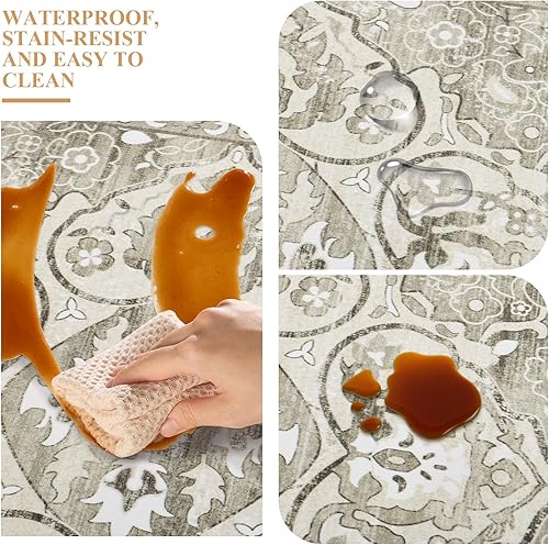 Miniatura 6 de Ileading Juego de 2 tapetes de cocina antifatiga, acolchados para piso, impermeables, antideslizantes, cómodos para cocina, oficina, fregadero,