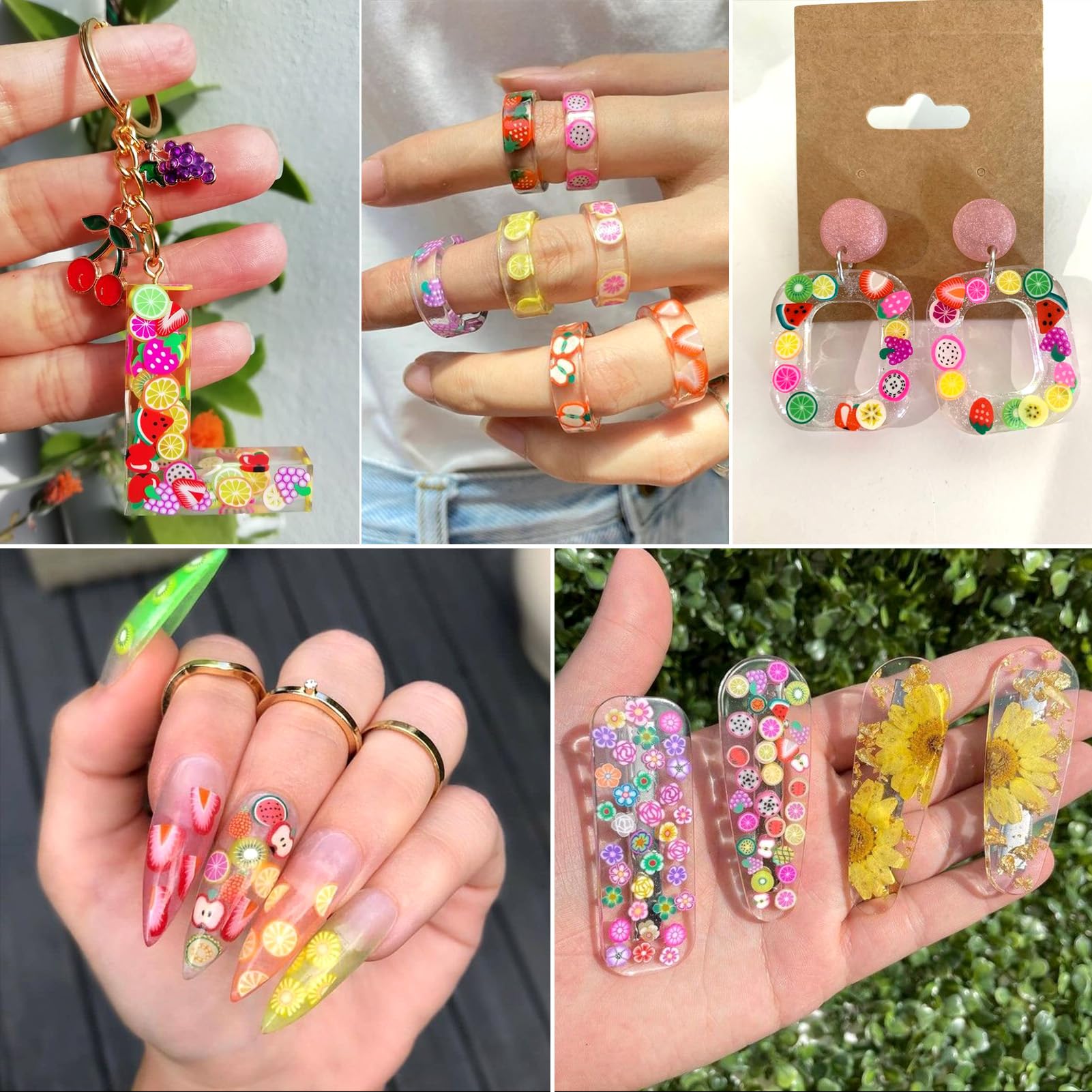 Spritewelry Clay Slices Nail Art Slices Slime Charms 3D Polymer Slices Phone Charms Flatback No-Hole Luminous Charms for Nail Art Fashion Cellphone Decoration (Colorful-40G) - Image 3