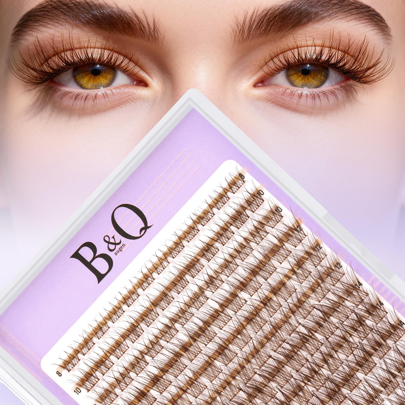 B&Q Brown Lash Clusters Blonde Brown Eyelash Cluster for Light Hair, MochaLash Cluster Eyelash Extensions Soft Browns False Eyelashes Comfortable
