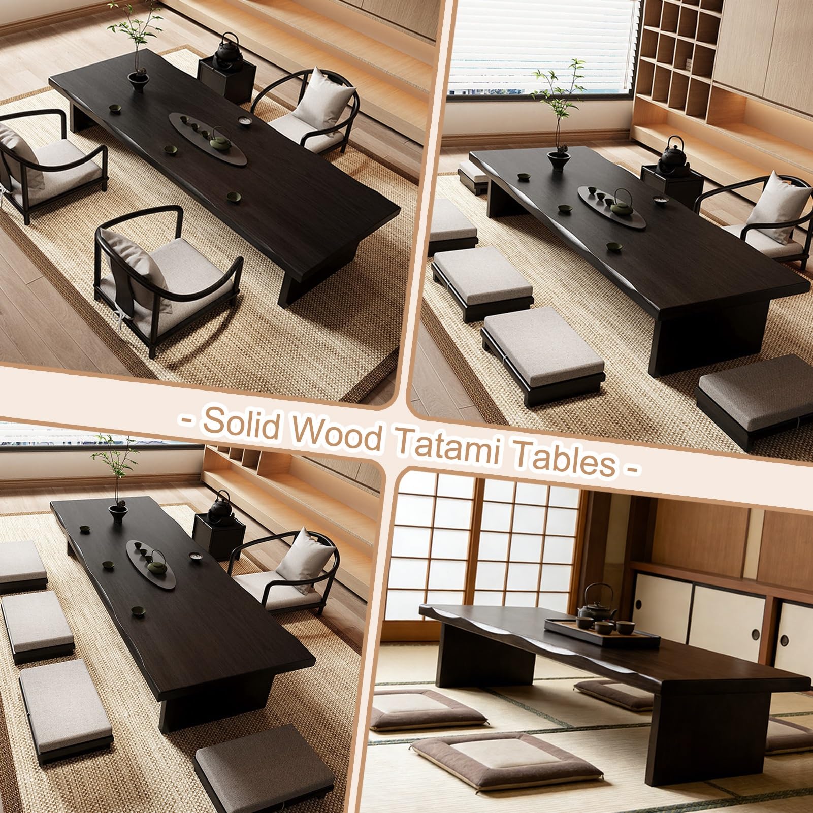 JHDXL Tavoli da Salotto Giapponese per Tatami, Tavolo Basso per Sedersi Sul Pavimento, per Seduta a Pavimento, per Cibo e Pratiche Spirituali(140 * 60 * 35cm/55.1 * 23.6 * 14in)