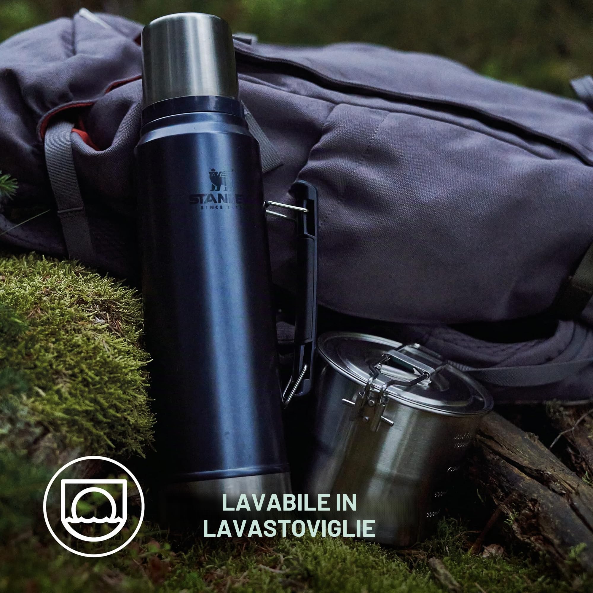 Stanley Classic Legendary Thermos 1L - Mantiene La Temperatura 24 Ore (Caldo/Freddo) - Borraccia Termica - Senza BPA - Acciaio Inox - Termos - Nightfall