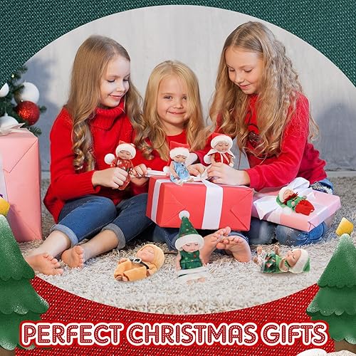 Miniatura 6 de Hanaive 12 muñecas de bebé de Navidad Reborn de 4 pulgadas, lindas muñecas de Navidad, regalos realistas con ropa de animales, mini muñecas de bebé