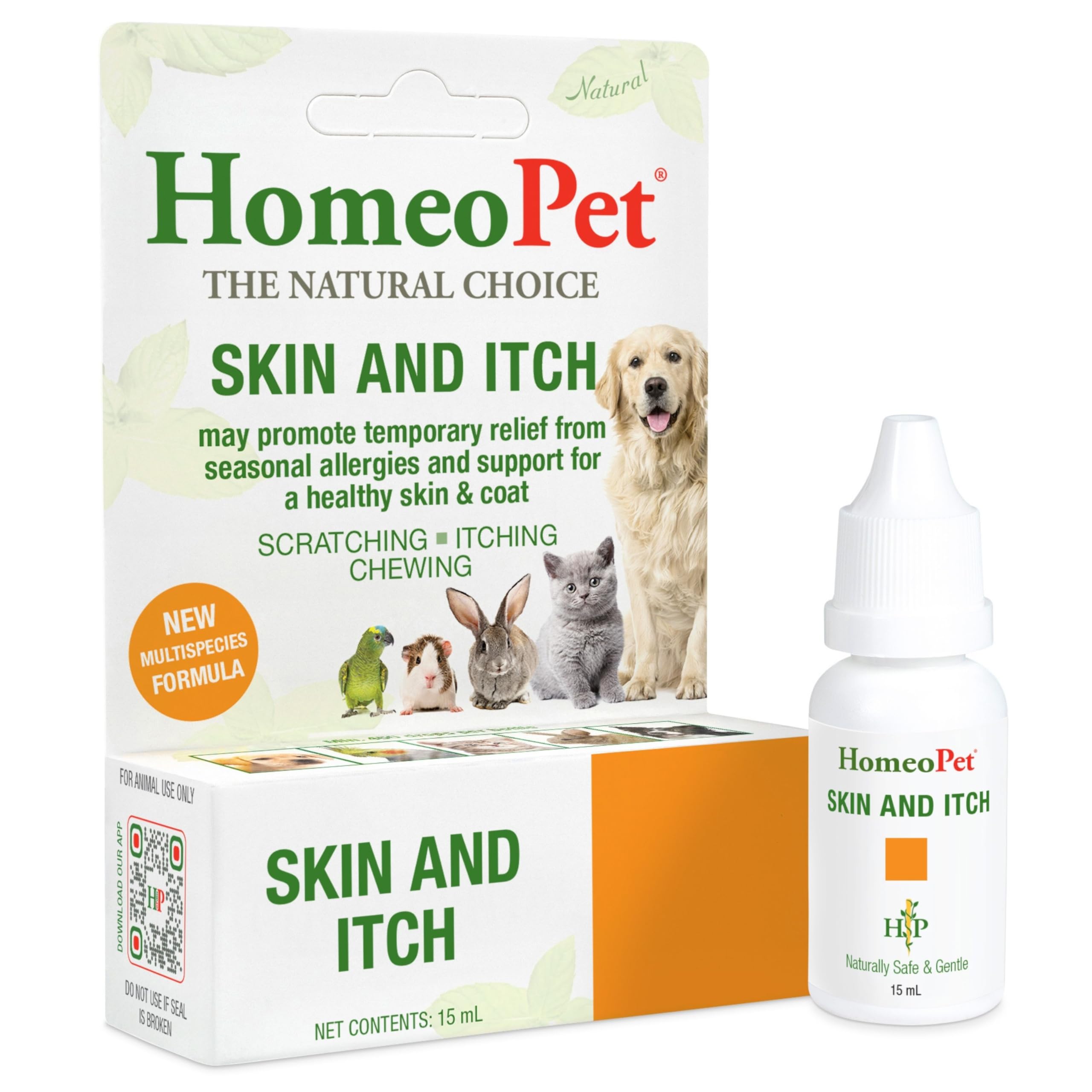 Skin and Itch, Safe and Natural Itch Relief for Dogs and Cats, Coat and Skin Soother for Pets, 15 Milliliters