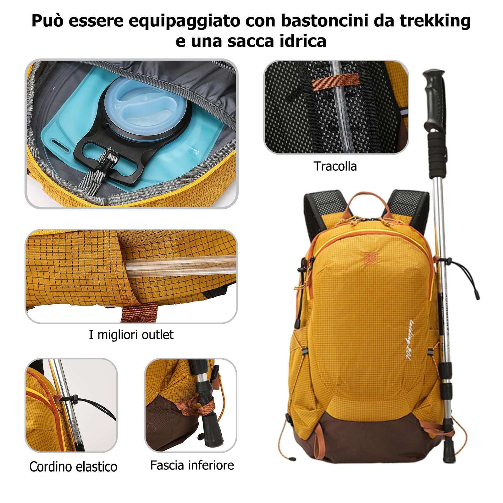 20L Zaino da Trekking Zaino Impermeabile Hiking Backpack Nylon Zaini Traspirante per Viaggi Sport Uso Quotidiano Rosa