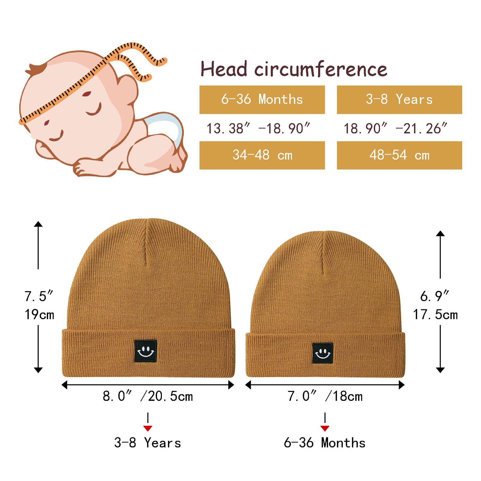 Baby Strickmütze mit niedlichem Gesicht für Mädchen und Jungen von 0 bis 7 Jahren